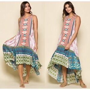 Raga Albuquerque Nights High‎ Low Maxi Dress Viscose EUC Size S